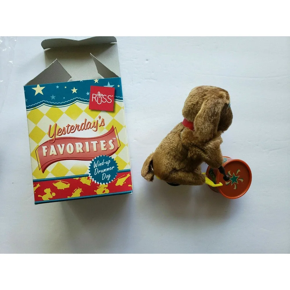 Vintage 1990's Russ Yesterday's Favorites Wind-Up Drummer‎ Dog Brand NOS U162